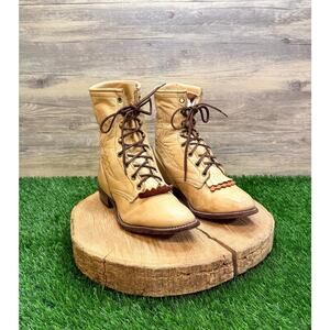 Larry Mahan Women - Size 9M - Sand Lace Up Boots 3203